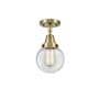 Innovations Lighting Beacon 6" Wide Semi-Flush Globe Ceiling Fixture Antique Brass / Clear