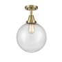 Innovations Lighting Beacon 10" Wide Semi-Flush Ceiling Fixture Antique Brass / Seedy