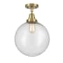 Innovations Lighting Beacon 12" Wide Semi-Flush Ceiling Fixture Antique Brass / Seedy