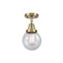 Innovations Lighting Beacon 6" Wide Semi-Flush Globe Ceiling Fixture Antique Brass / Seedy
