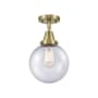 Innovations Lighting Beacon 8" Wide Semi-Flush Globe Ceiling Fixture Antique Brass / Seedy