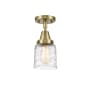 Innovations Lighting Bell 5" Wide Semi-Flush Ceiling Fixture with Bell Shade Antique Brass / Deco Swirl
