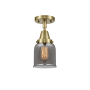 Innovations Lighting Bell 5" Wide Semi-Flush Ceiling Fixture with Bell Shade Antique Brass / Plated Smoke