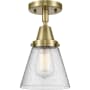 Innovations Lighting Cone 7" Wide Semi-Flush Ceiling Fixture with Shade Antique Brass / Seedy