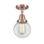 Innovations Lighting Beacon 6" Wide Semi-Flush Globe Ceiling Fixture Antique Copper / Clear