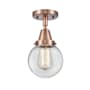 Innovations Lighting Beacon 6" Wide Semi-Flush Globe Ceiling Fixture Antique Copper / Clear