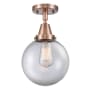 Innovations Lighting Beacon 8" Wide Semi-Flush Globe Ceiling Fixture Antique Copper / Clear