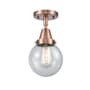 Innovations Lighting Beacon 6" Wide Semi-Flush Globe Ceiling Fixture Antique Copper / Seedy