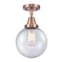Innovations Lighting Beacon 8" Wide Semi-Flush Globe Ceiling Fixture Antique Copper / Seedy