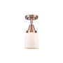 Innovations Lighting Bell 5" Wide Semi-Flush Ceiling Fixture with Bell Shade Antique Copper / Matte White