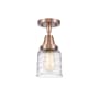 Innovations Lighting Bell 5" Wide Semi-Flush Ceiling Fixture with Bell Shade Antique Copper / Deco Swirl