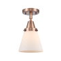 Innovations Lighting Cone 7" Wide Semi-Flush Ceiling Fixture with Shade Antique Copper / Matte White