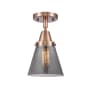 Innovations Lighting Cone 7" Wide Semi-Flush Ceiling Fixture with Shade Antique Copper / Plated Smoke
