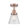 Innovations Lighting Cone 7" Wide Semi-Flush Ceiling Fixture with Shade Antique Copper / Seedy
