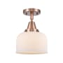 Innovations Lighting Bell 8" Wide Semi-Flush Ceiling Fixture with Shade Antique Copper / Matte White