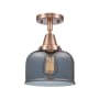 Innovations Lighting Bell 8" Wide Semi-Flush Ceiling Fixture with Shade Antique Copper / Plated Smoke