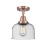 Innovations Lighting Bell 8" Wide Semi-Flush Ceiling Fixture with Shade Antique Copper / Seedy