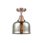 Innovations Lighting Bell 8" Wide Semi-Flush Ceiling Fixture with Shade Antique Copper / Silver Plated Mercury