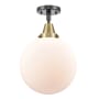 Innovations Lighting Beacon 10" Wide Semi-Flush Ceiling Fixture Black Antique Brass / Matte White