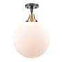 Innovations Lighting Beacon 12" Wide Semi-Flush Ceiling Fixture Black Antique Brass / Matte White