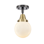 Innovations Lighting Beacon 6" Wide Semi-Flush Globe Ceiling Fixture Black Antique Brass / Matte White