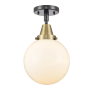 Innovations Lighting Beacon 8" Wide Semi-Flush Globe Ceiling Fixture Black Antique Brass / Matte White