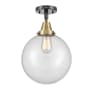 Innovations Lighting Beacon 10" Wide Semi-Flush Ceiling Fixture Black Antique Brass / Clear
