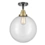 Innovations Lighting Beacon 12" Wide Semi-Flush Ceiling Fixture Black Antique Brass / Clear
