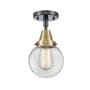 Innovations Lighting Beacon 6" Wide Semi-Flush Globe Ceiling Fixture Black Antique Brass / Clear