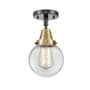 Innovations Lighting Beacon 6" Wide Semi-Flush Globe Ceiling Fixture Black Antique Brass / Clear