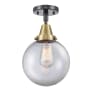 Innovations Lighting Beacon 8" Wide Semi-Flush Globe Ceiling Fixture Black Antique Brass / Clear