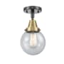 Innovations Lighting Beacon 6" Wide Semi-Flush Globe Ceiling Fixture Black Antique Brass / Seedy