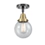 Innovations Lighting Beacon 6" Wide Semi-Flush Globe Ceiling Fixture Black Antique Brass / Seedy