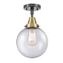 Innovations Lighting Beacon 8" Wide Semi-Flush Globe Ceiling Fixture Black Antique Brass / Seedy