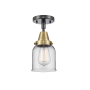 Innovations Lighting Bell 5" Wide Semi-Flush Ceiling Fixture with Bell Shade Black Antique Brass / Clear