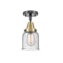 Innovations Lighting Bell 5" Wide Semi-Flush Ceiling Fixture with Bell Shade Black Antique Brass / Seedy