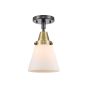 Innovations Lighting Cone 7" Wide Semi-Flush Ceiling Fixture with Shade Black Antique Brass / Matte White