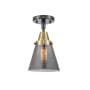Innovations Lighting Cone 7" Wide Semi-Flush Ceiling Fixture with Shade Black Antique Brass / Plated Smoke