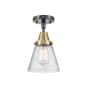 Innovations Lighting Cone 7" Wide Semi-Flush Ceiling Fixture with Shade Black Antique Brass / Seedy