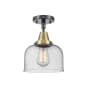 Innovations Lighting Bell 8" Wide Semi-Flush Ceiling Fixture with Shade Black Antique Brass / Seedy