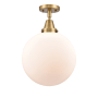 Innovations Lighting Beacon 12" Wide Semi-Flush Ceiling Fixture Brushed Brass / Matte White