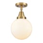 Innovations Lighting Beacon 8" Wide Semi-Flush Globe Ceiling Fixture Brushed Brass / Matte White