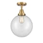 Innovations Lighting Beacon 10" Wide Semi-Flush Ceiling Fixture Brushed Brass / Clear