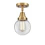 Innovations Lighting Beacon 6" Wide Semi-Flush Globe Ceiling Fixture Brushed Brass / Clear