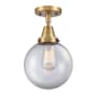 Innovations Lighting Beacon 8" Wide Semi-Flush Globe Ceiling Fixture Brushed Brass / Clear