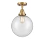 Innovations Lighting Beacon 10" Wide Semi-Flush Ceiling Fixture Brushed Brass / Seedy