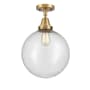 Innovations Lighting Beacon 12" Wide Semi-Flush Ceiling Fixture Brushed Brass / Seedy