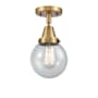 Innovations Lighting Beacon 6" Wide Semi-Flush Globe Ceiling Fixture Brushed Brass / Seedy