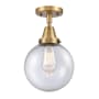 Innovations Lighting Beacon 8" Wide Semi-Flush Globe Ceiling Fixture Brushed Brass / Seedy