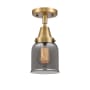 Innovations Lighting Bell 5" Wide Semi-Flush Ceiling Fixture with Bell Shade Brushed Brass / Plated Smoke